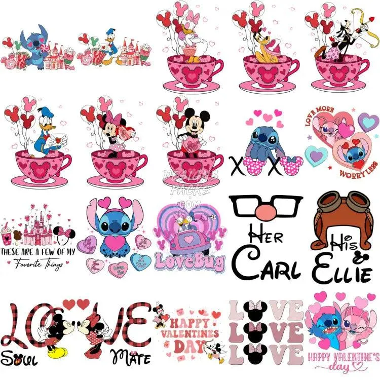 150 Mouse And Friends Mix Valentine Designs Bundle PNG