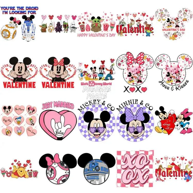 150 Mouse And Friends Mix Valentine Designs Bundle PNG