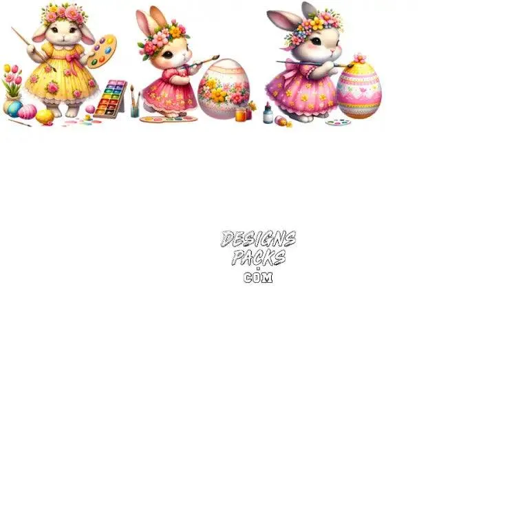 34 Cute Easter Day Eggs Bunny Designs Bundle PNG