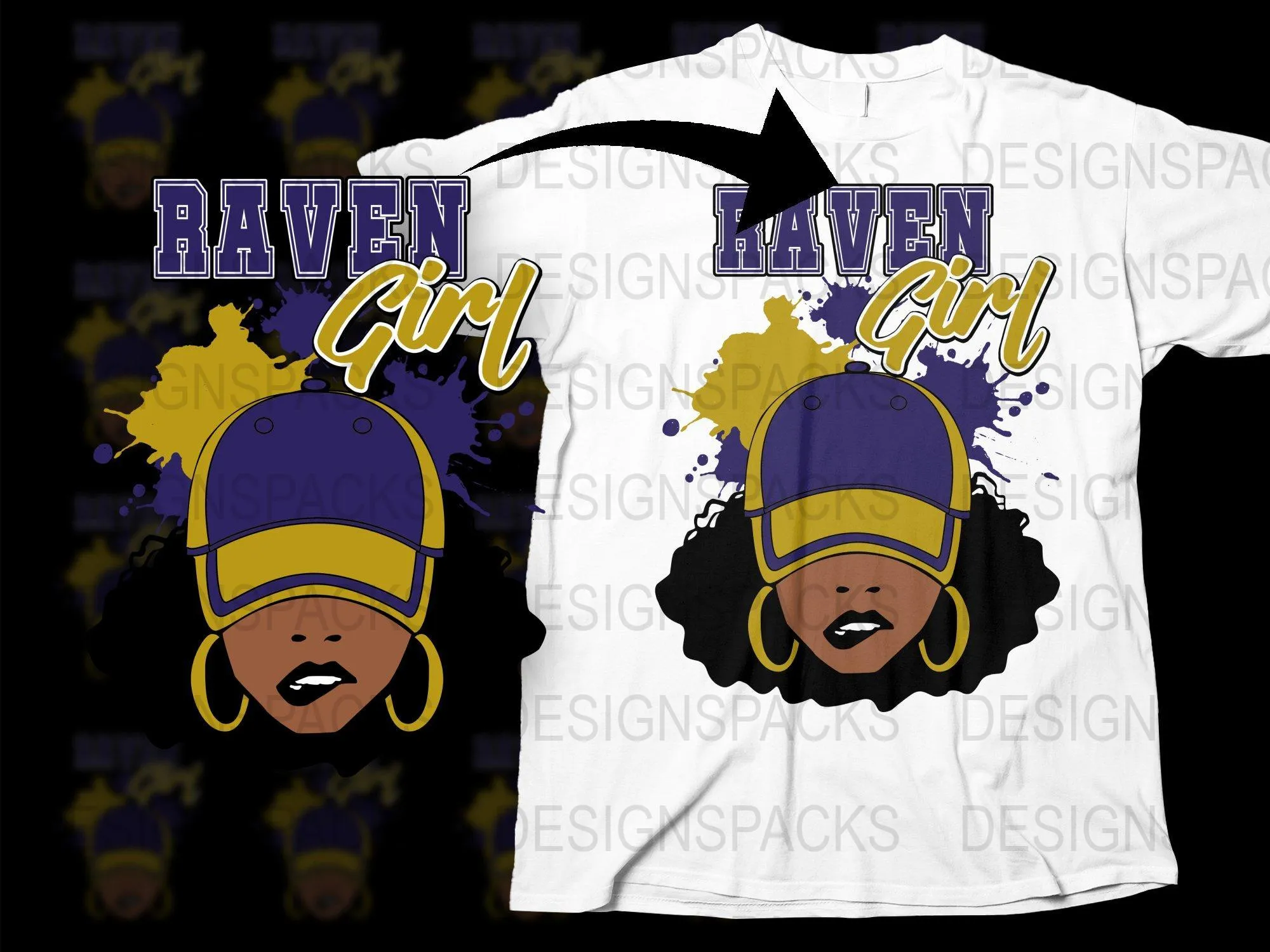 Baltimore Raven Girl Graphic Fan Apparel Png Digital Download