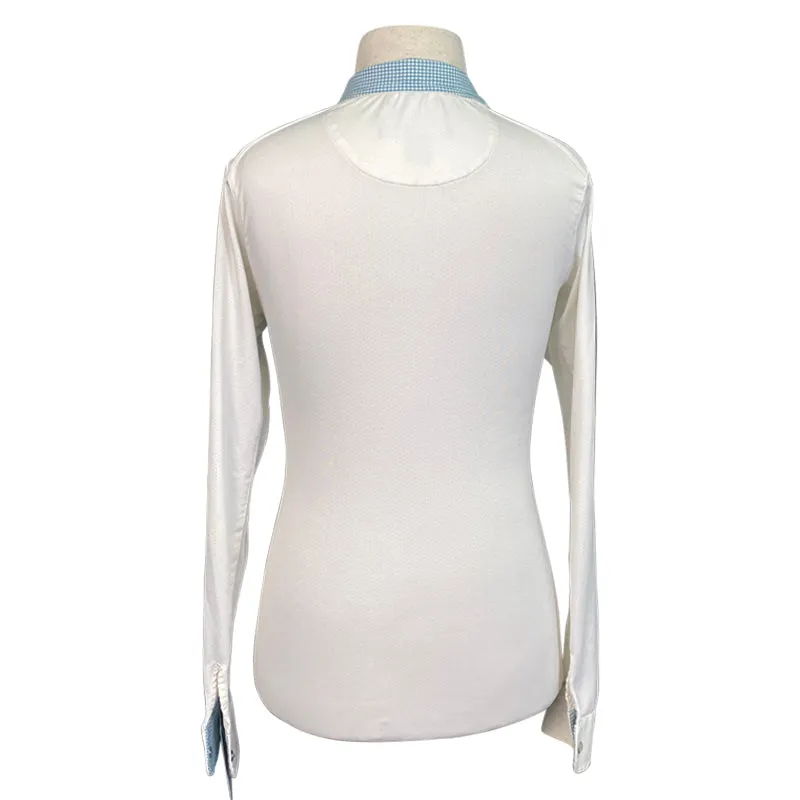 Beacon Hill Talent Yarn Show Shirt in White w/Blue Houndstooth - Children's Medium