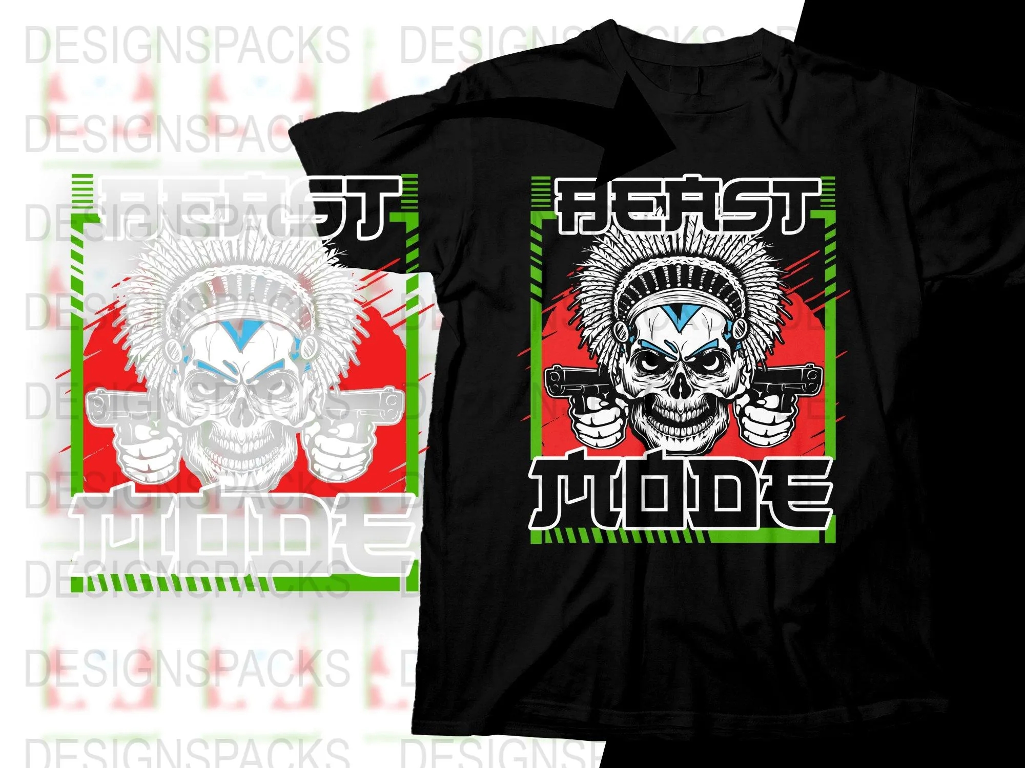 Beast Mode Skull Warrior Anime Png Digital Download