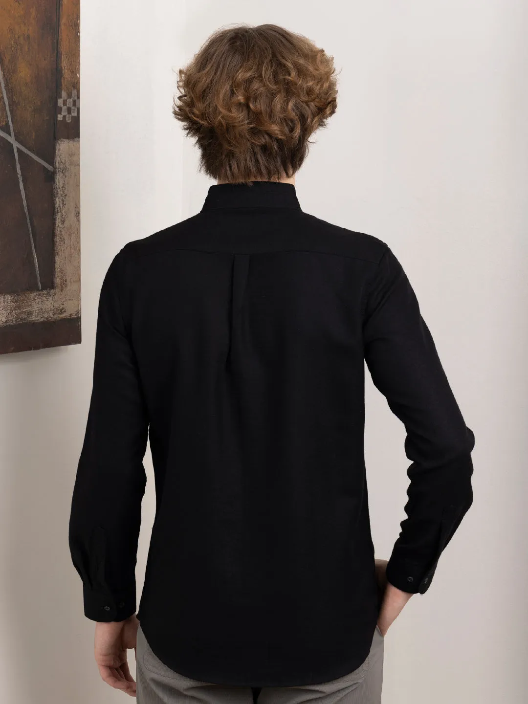 Black Chinese Collar Shirt