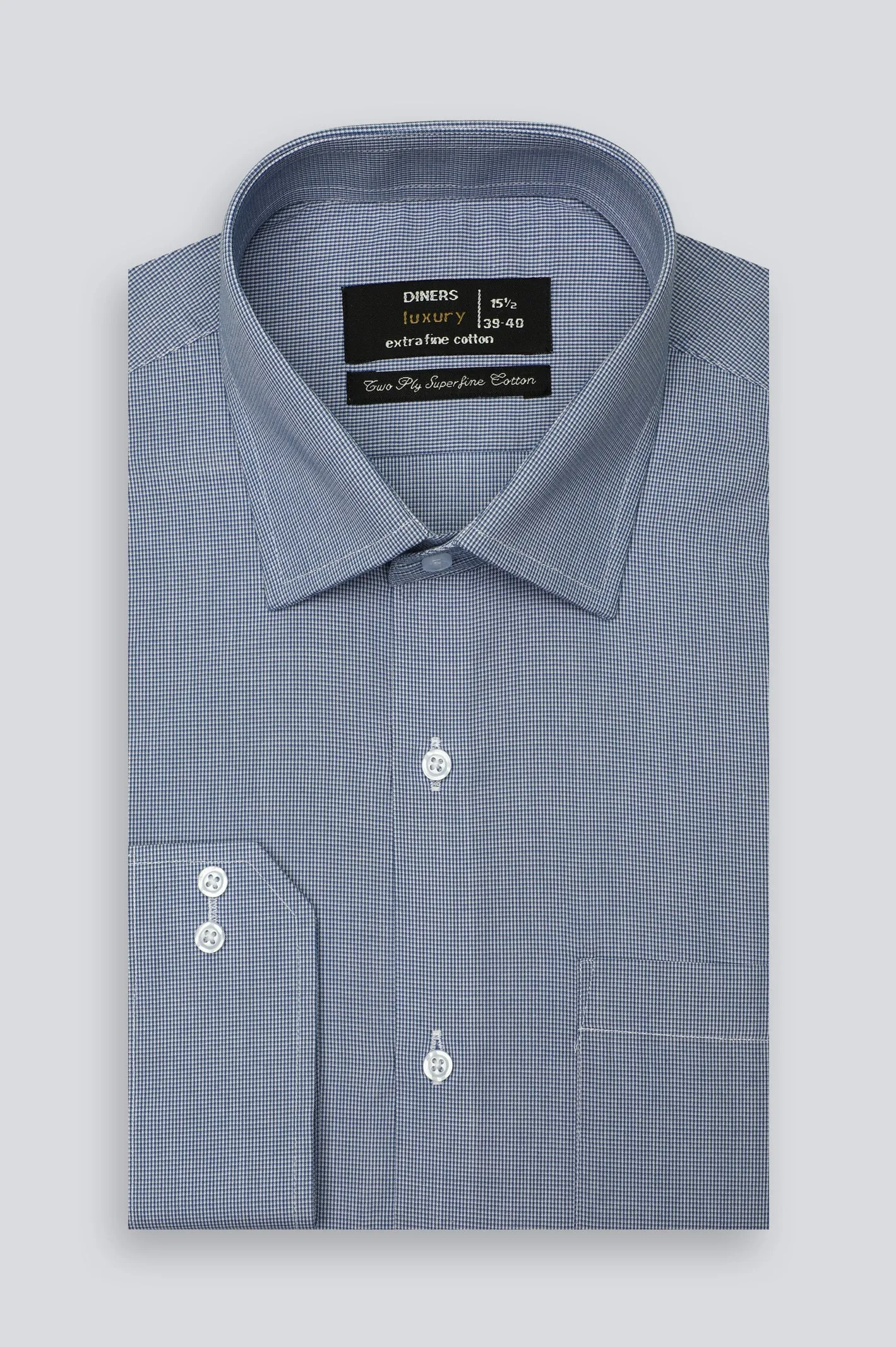 Blue Chambray Self Formal Shirt