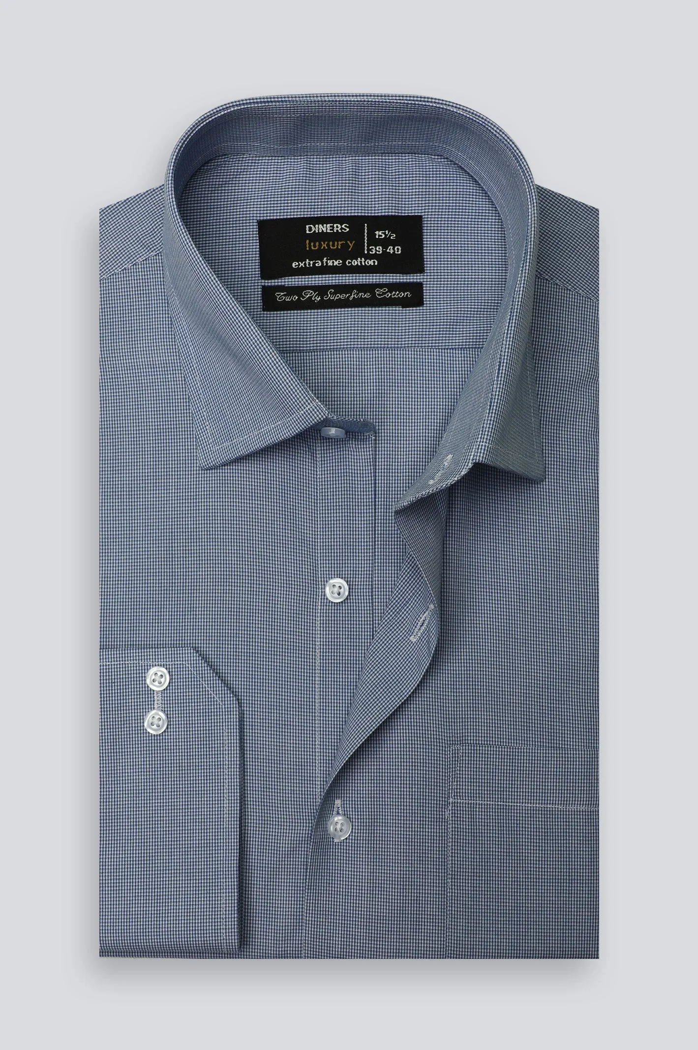 Blue Chambray Self Formal Shirt