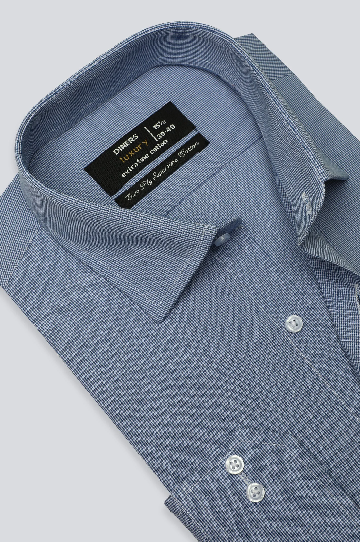 Blue Chambray Self Formal Shirt