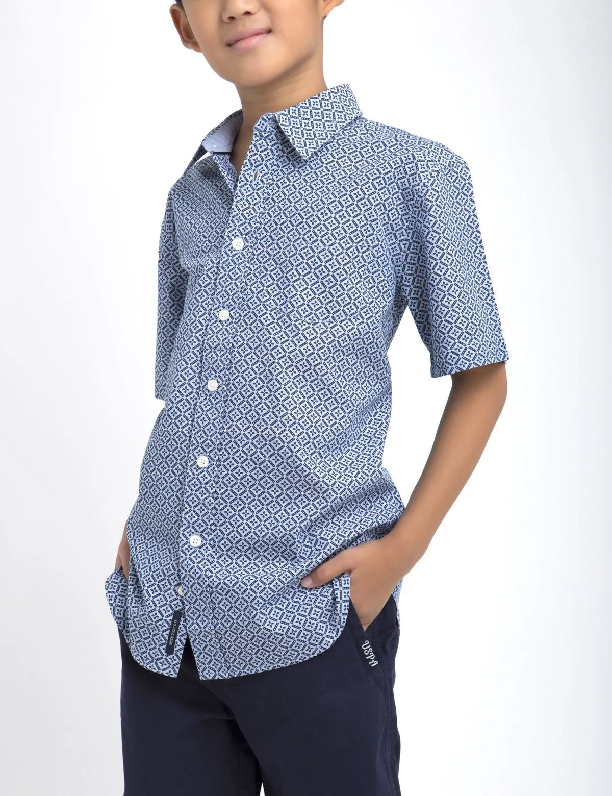 BOYS GEOMETRIC PRINTED SHIRT