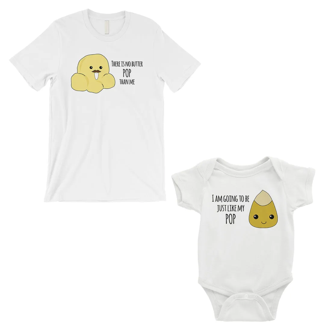 Butter Pop Like Pop Dad and Baby Matching Outfits White