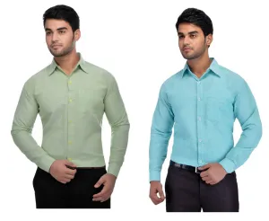 Buy 1 Get 1 Free Multicoloured Khadi Solid Long Sleeve Formal Shirt