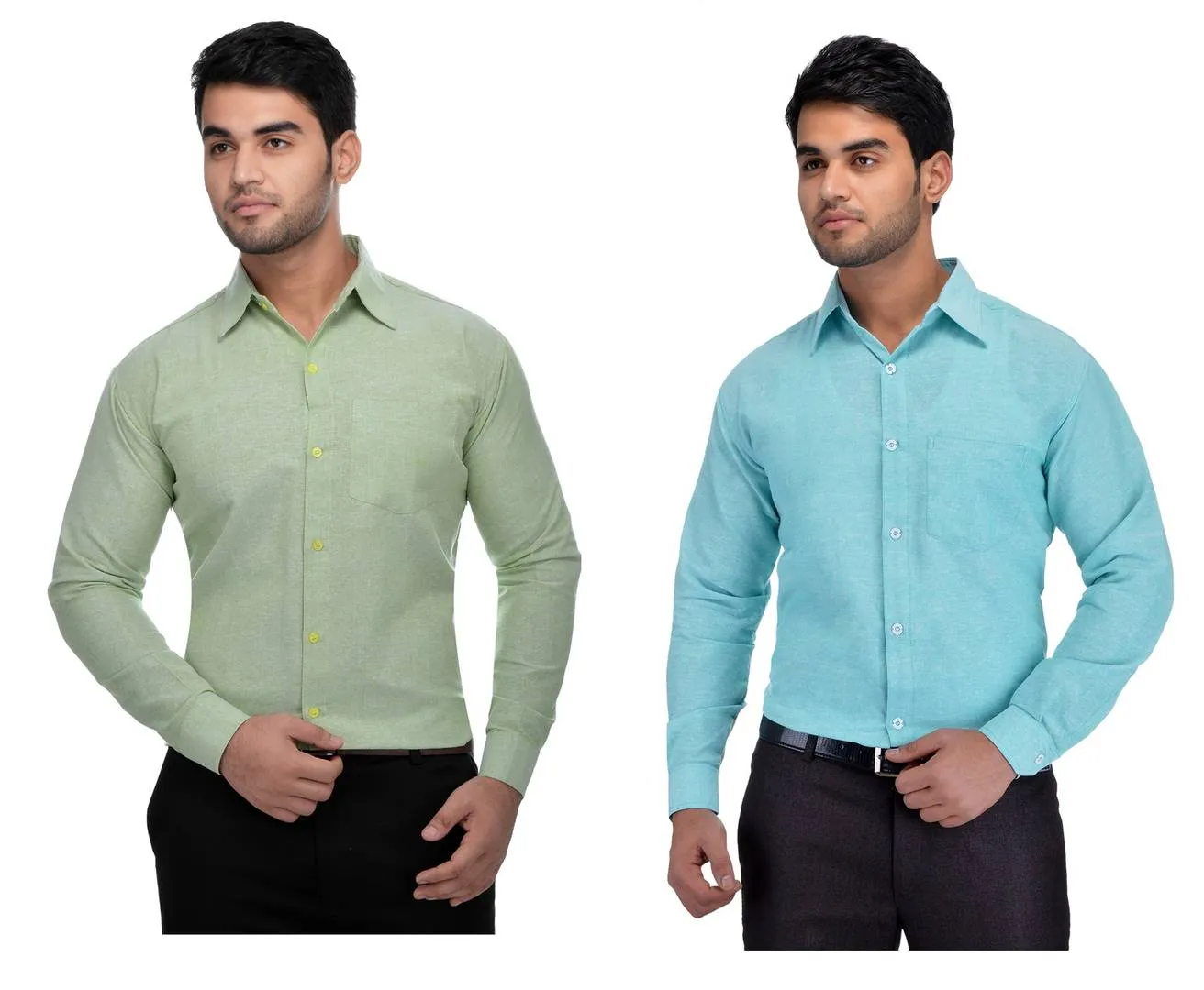 Buy 1 Get 1 Free Multicoloured Khadi Solid Long Sleeve Formal Shirt