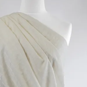 Carolina - Light Cream, Geometric Embroidered Cotton Woven Fabric Sample