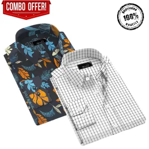 Combo of 2 Check Shirt & Floral Print Shirt