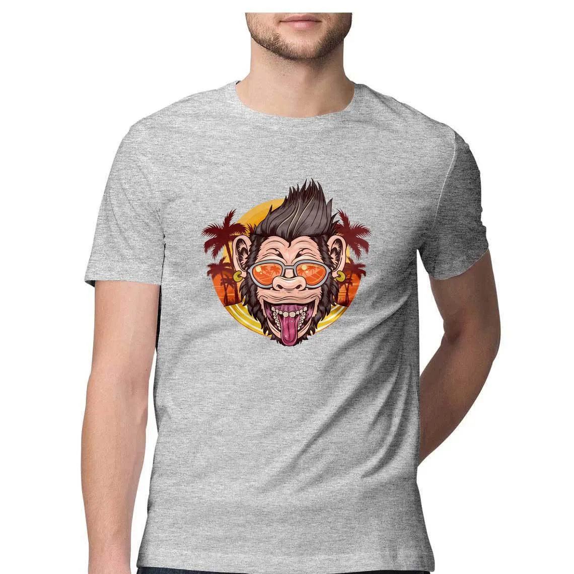 Cool Chimpanzee Round Neck T-Shirt