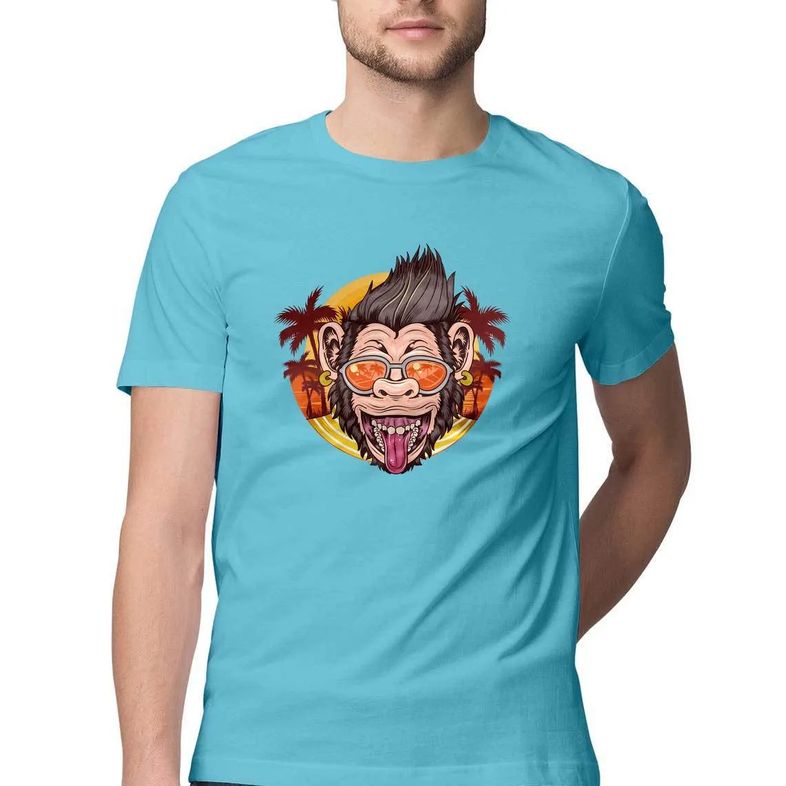 Cool Chimpanzee Round Neck T-Shirt