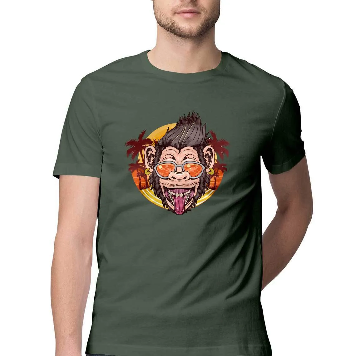 Cool Chimpanzee Round Neck T-Shirt