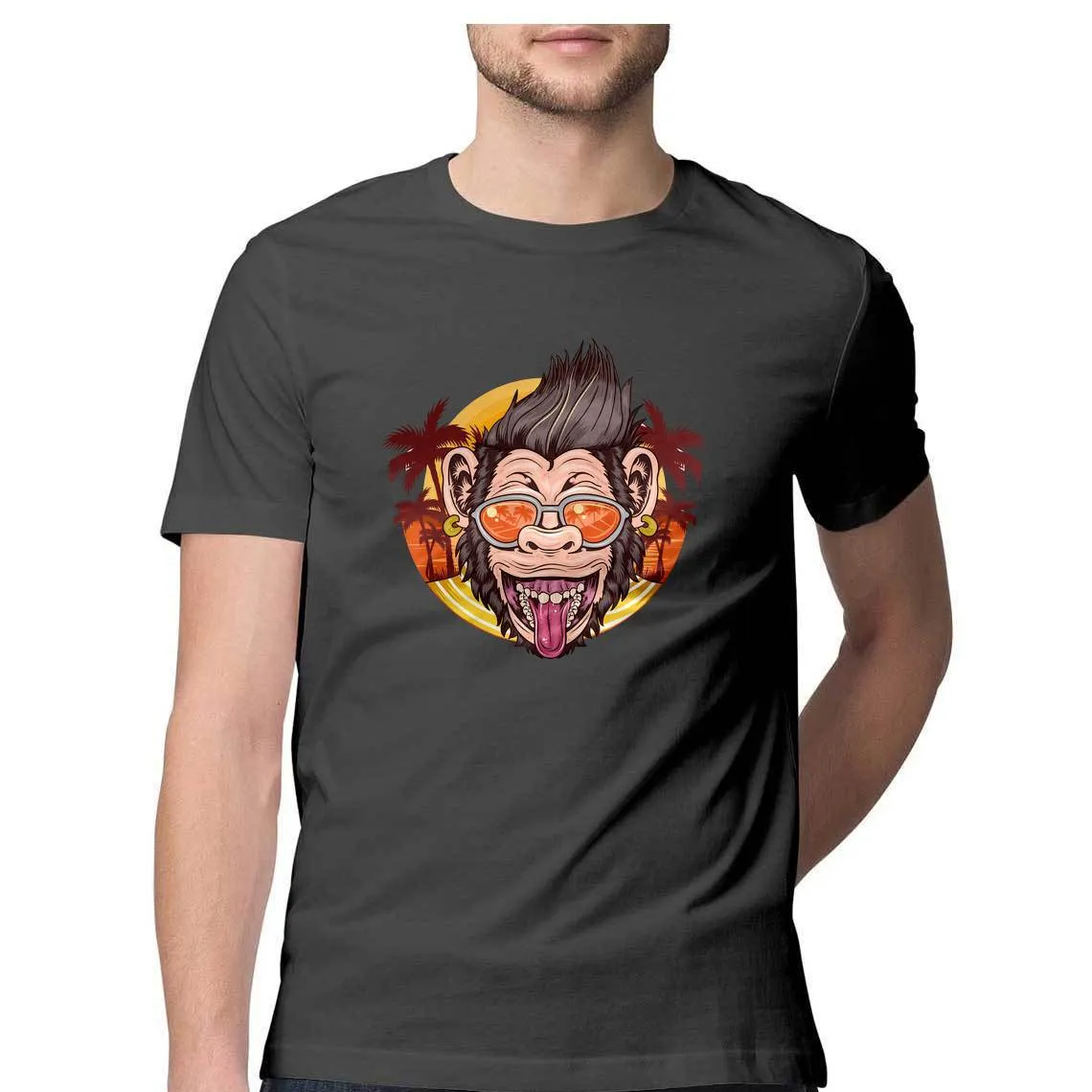 Cool Chimpanzee Round Neck T-Shirt