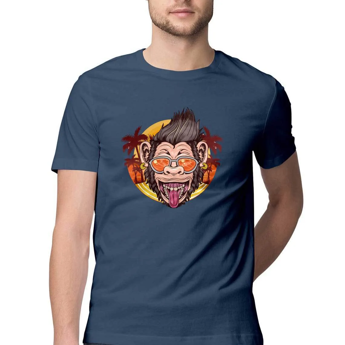 Cool Chimpanzee Round Neck T-Shirt