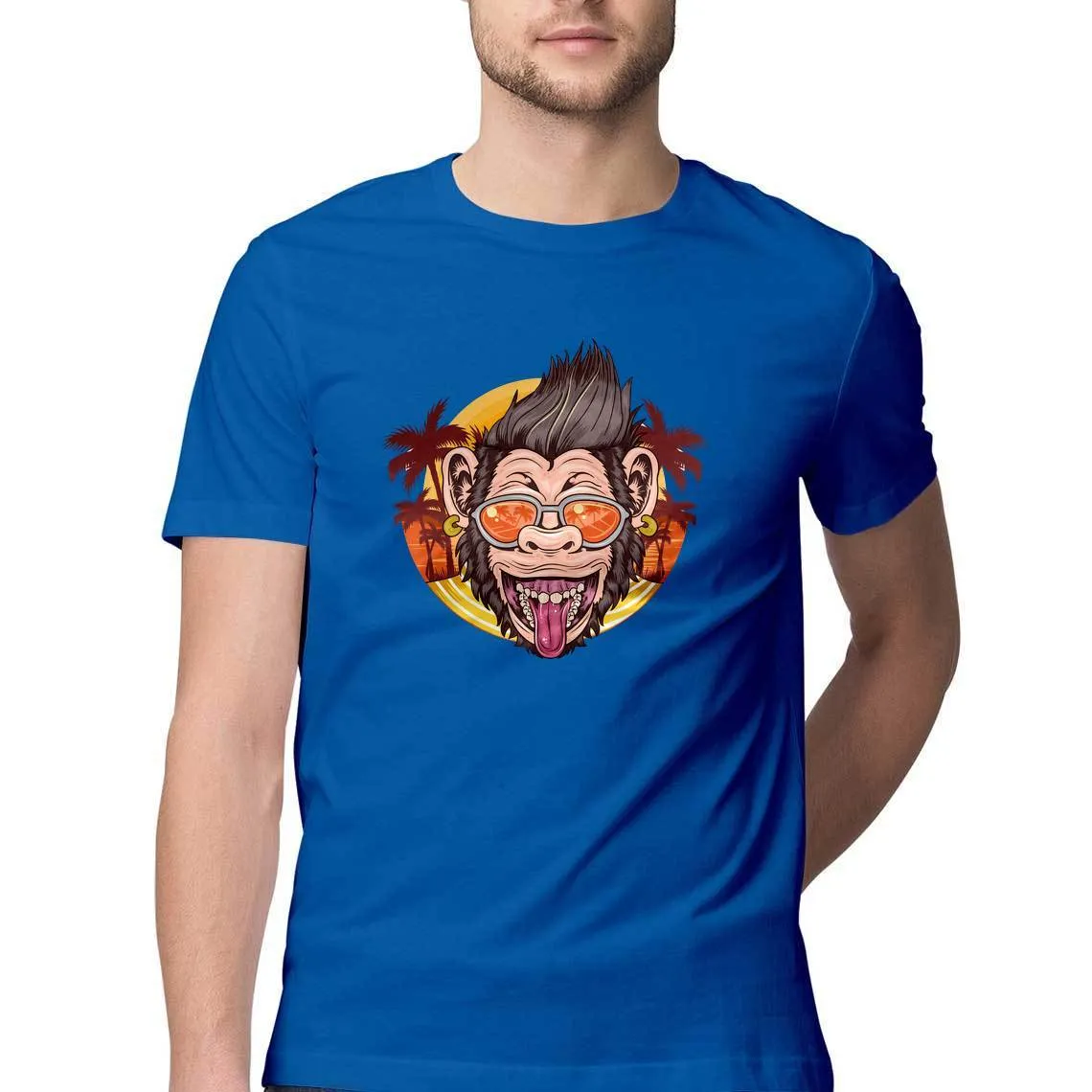 Cool Chimpanzee Round Neck T-Shirt