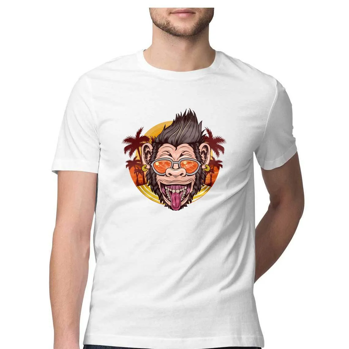 Cool Chimpanzee Round Neck T-Shirt