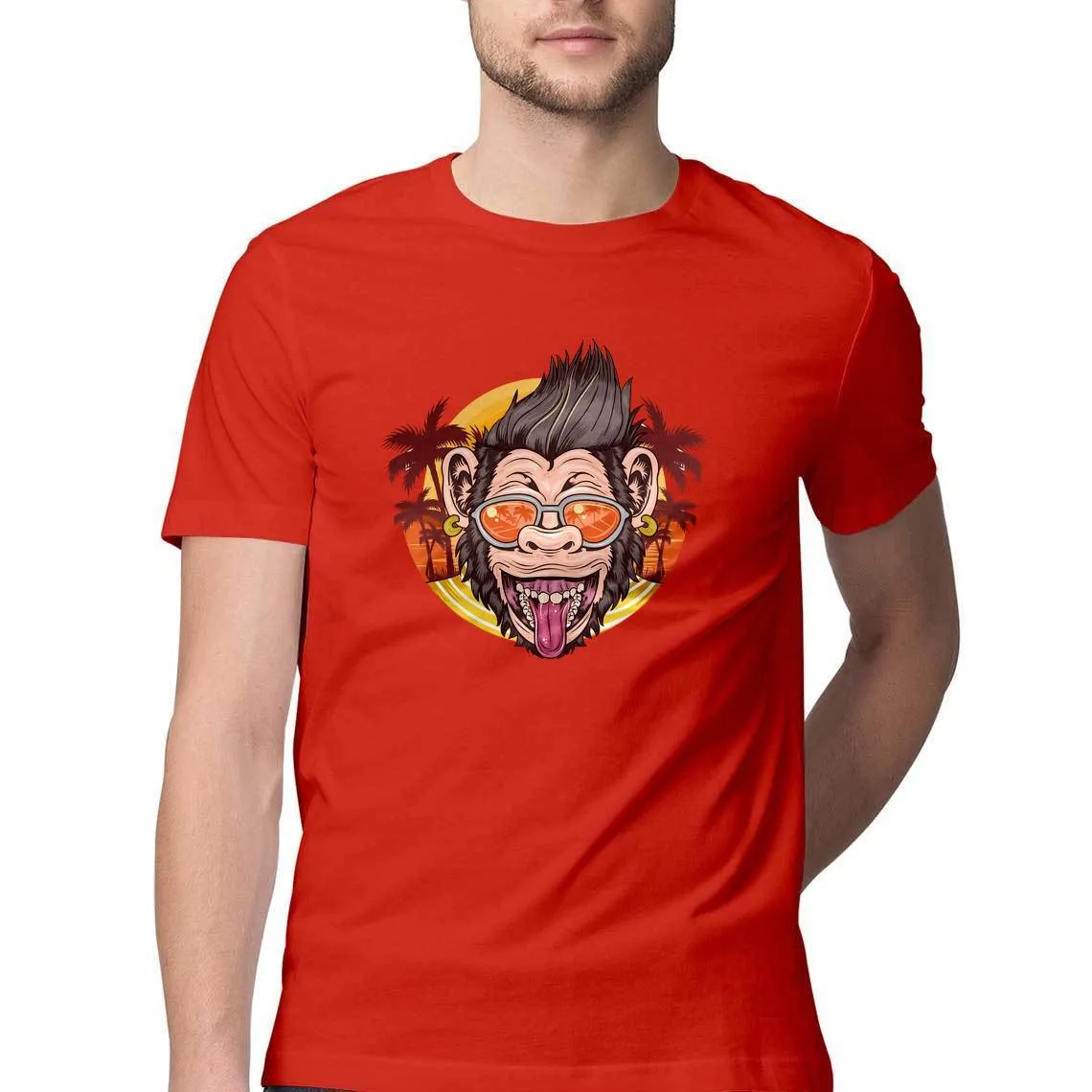 Cool Chimpanzee Round Neck T-Shirt