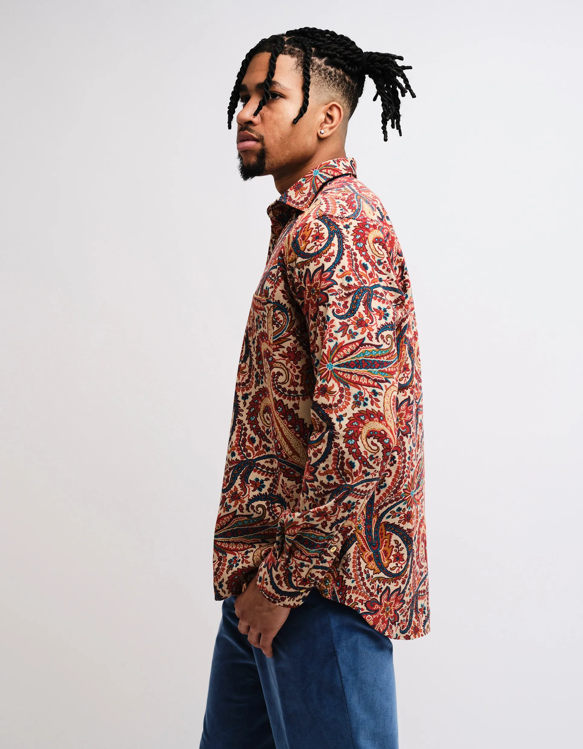 Cream Paisley Corduroy Shirt GOLD
