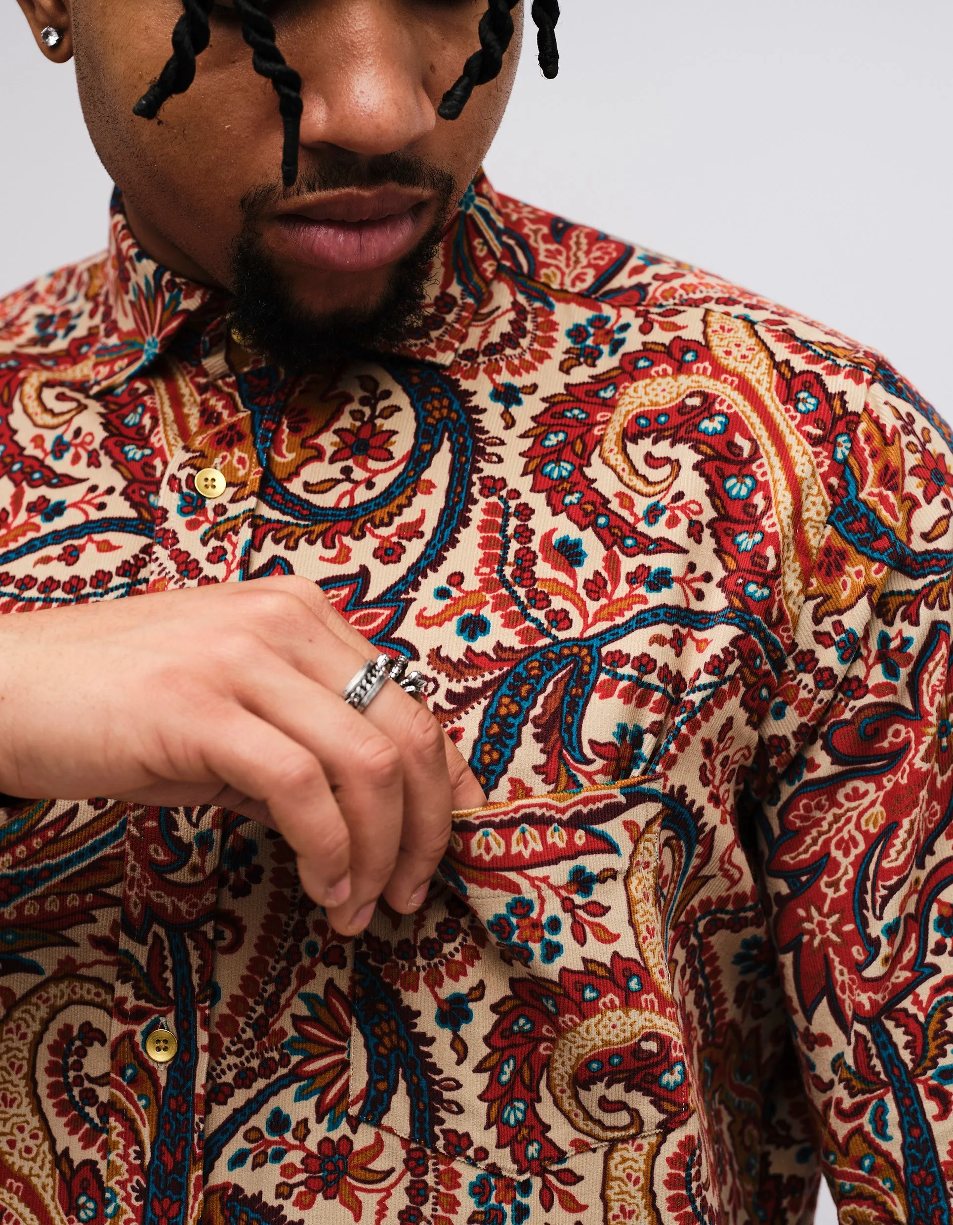 Cream Paisley Corduroy Shirt GOLD