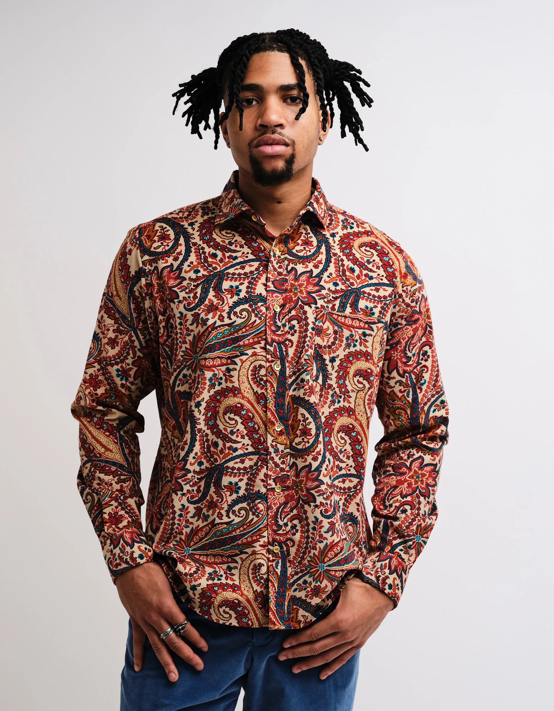 Cream Paisley Corduroy Shirt GOLD