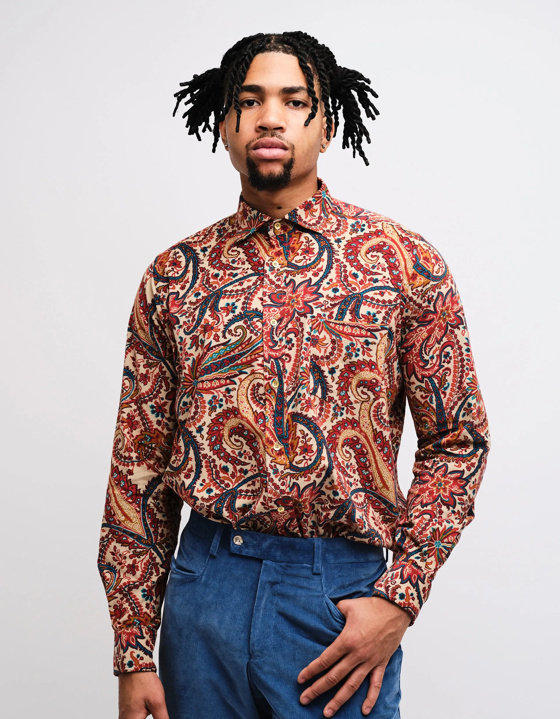Cream Paisley Corduroy Shirt GOLD