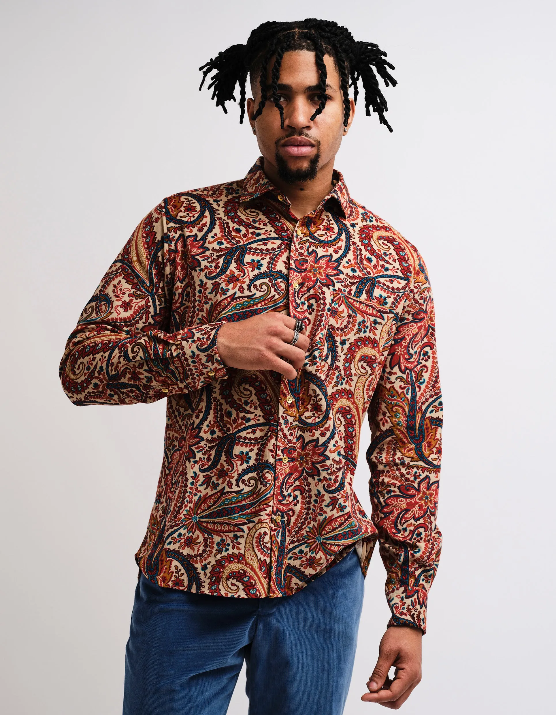 Cream Paisley Corduroy Shirt GOLD
