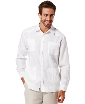 Cubavera 100% Linen Long Sleeve Guayabera Shirt, White