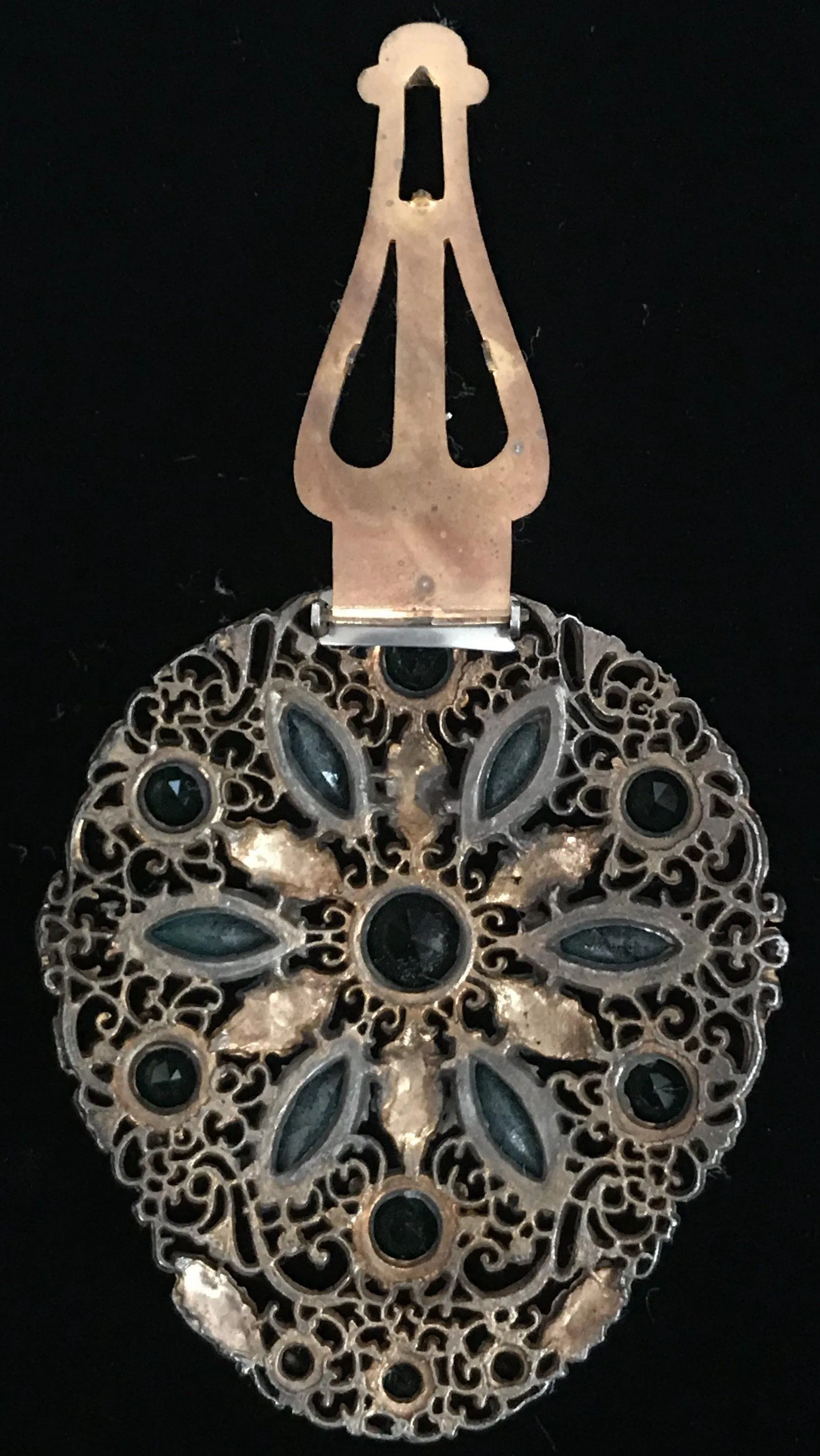 Edwardian Dress Clip with Green Stones