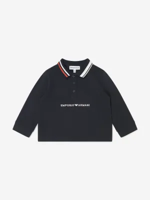 Emporio Armani Baby Boys Long Sleeve Polo Shirt in Navy