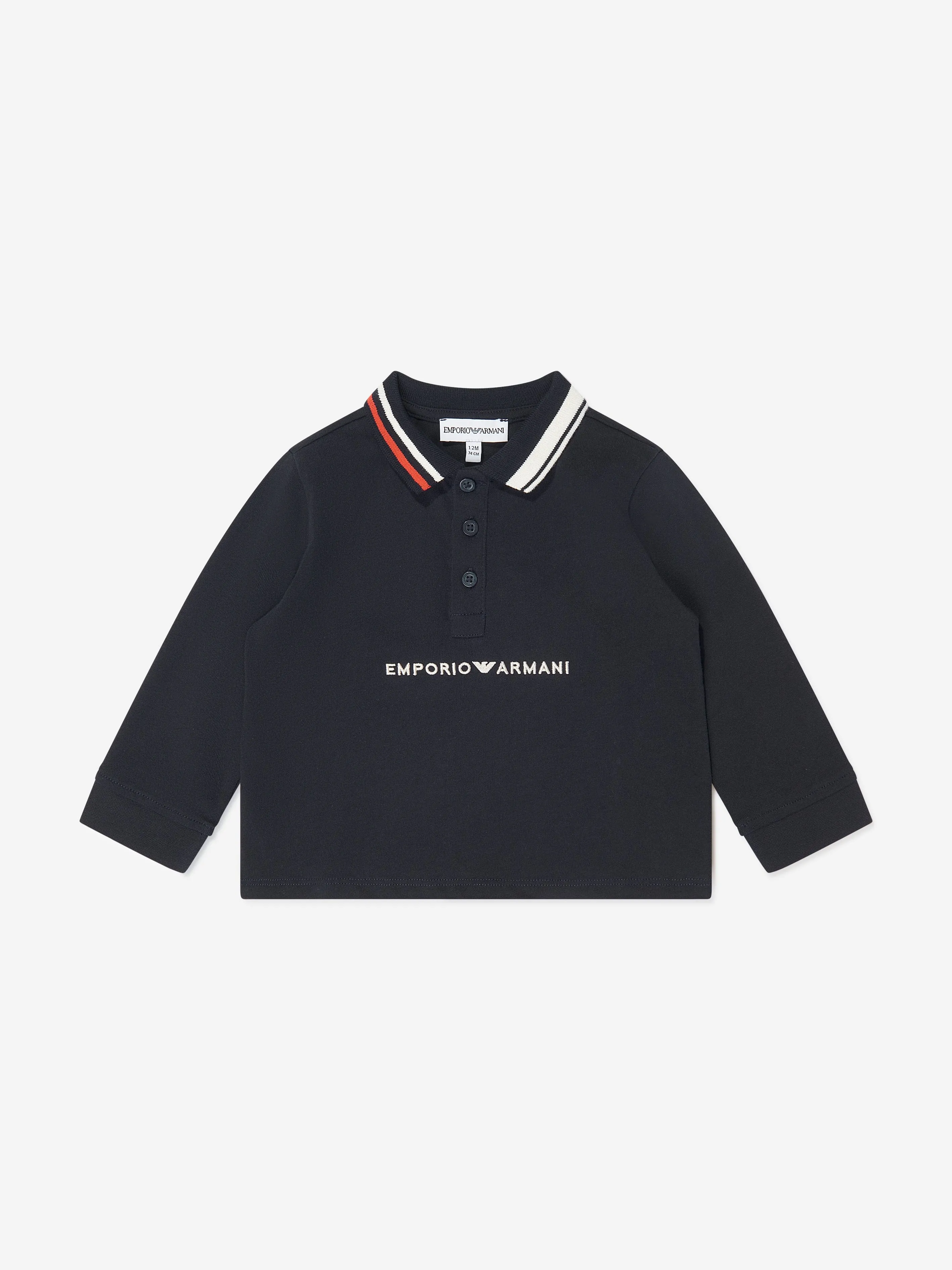 Emporio Armani Baby Boys Long Sleeve Polo Shirt in Navy