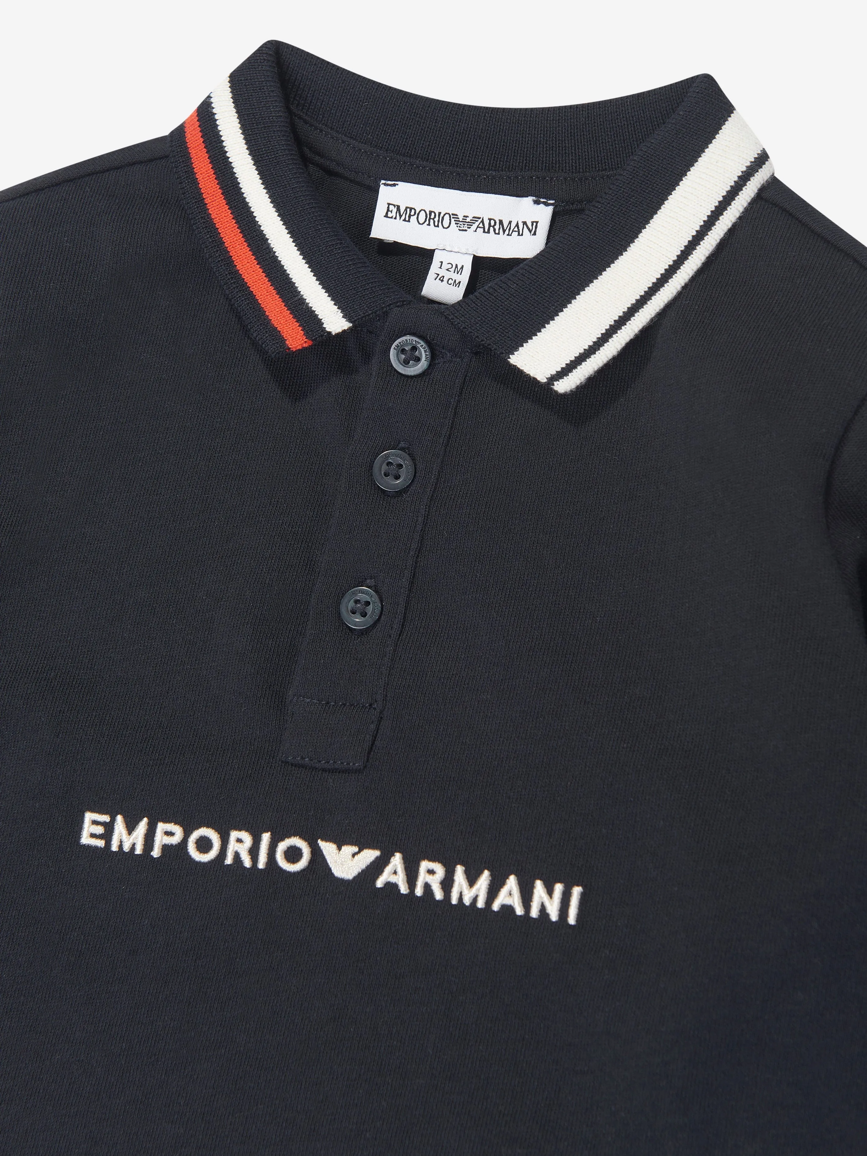 Emporio Armani Baby Boys Long Sleeve Polo Shirt in Navy