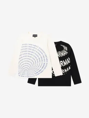 Emporio Armani Boys Long Sleeve T-Shirts Set in Ivory