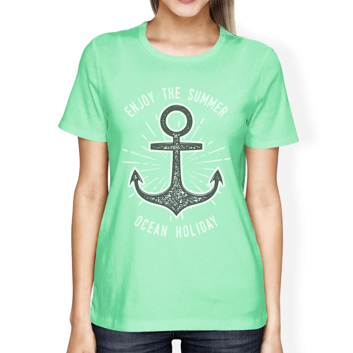 Enjoy The Summer Ocean Holiday Womens Mint Shirt