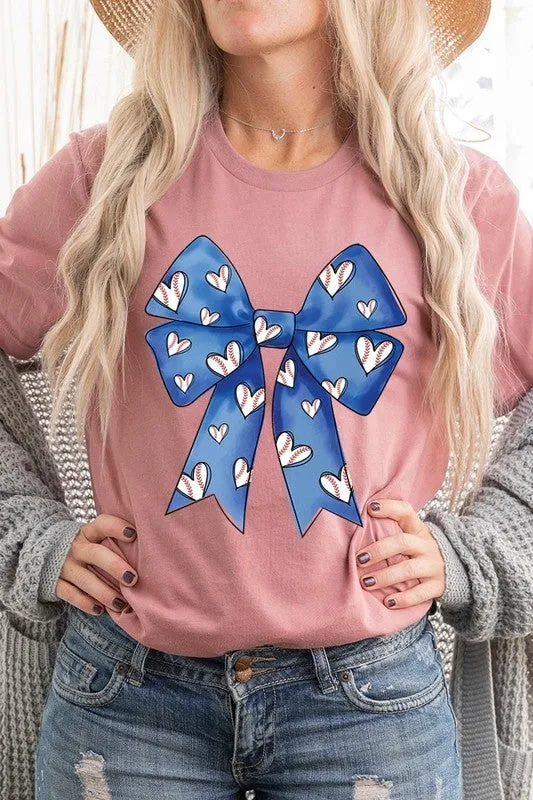 Explore More Collection - Blue Bow Baseball Graphic Tee