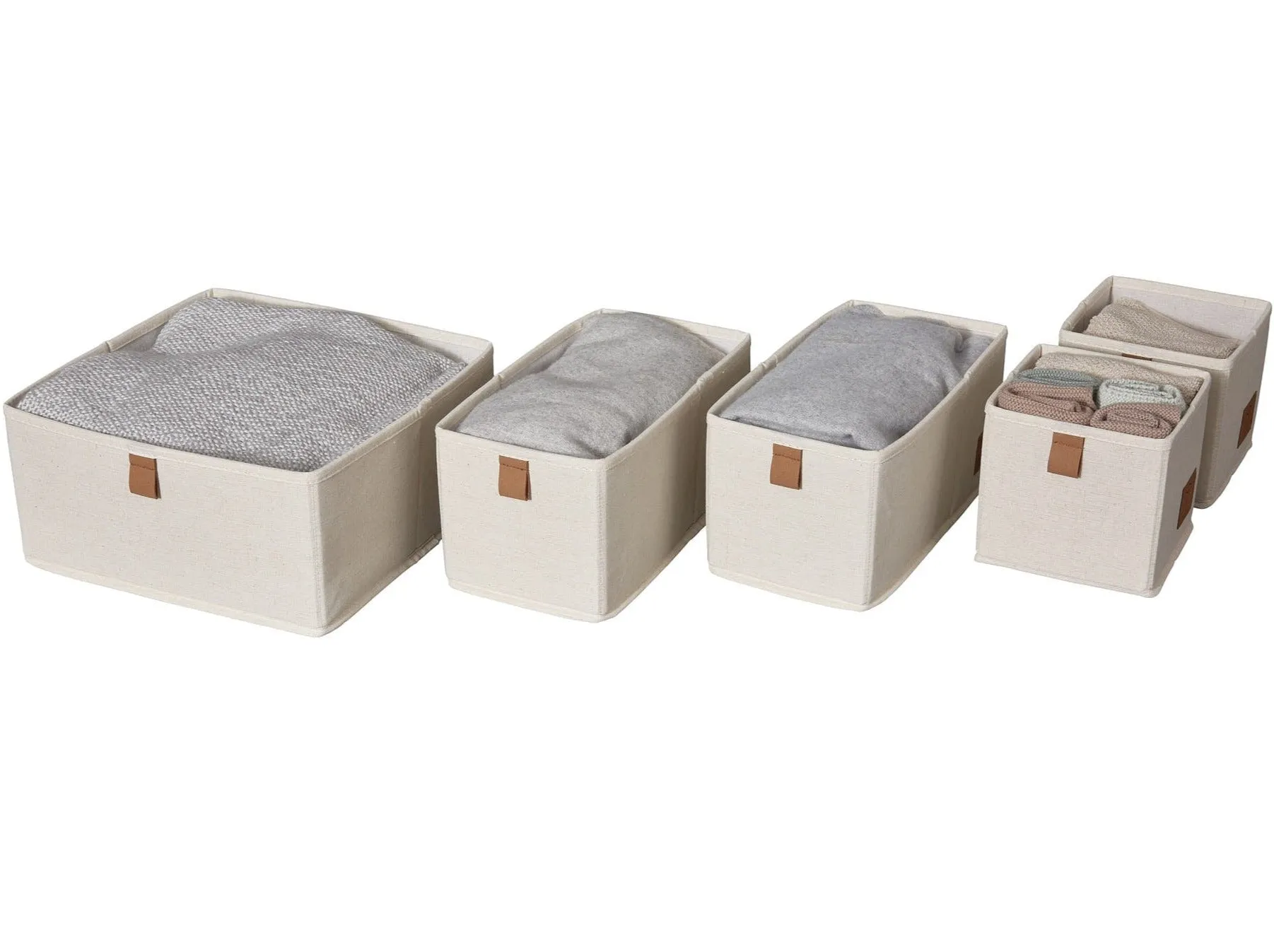 Fabric Wardrobe Organiser - Set of 5 - Cream