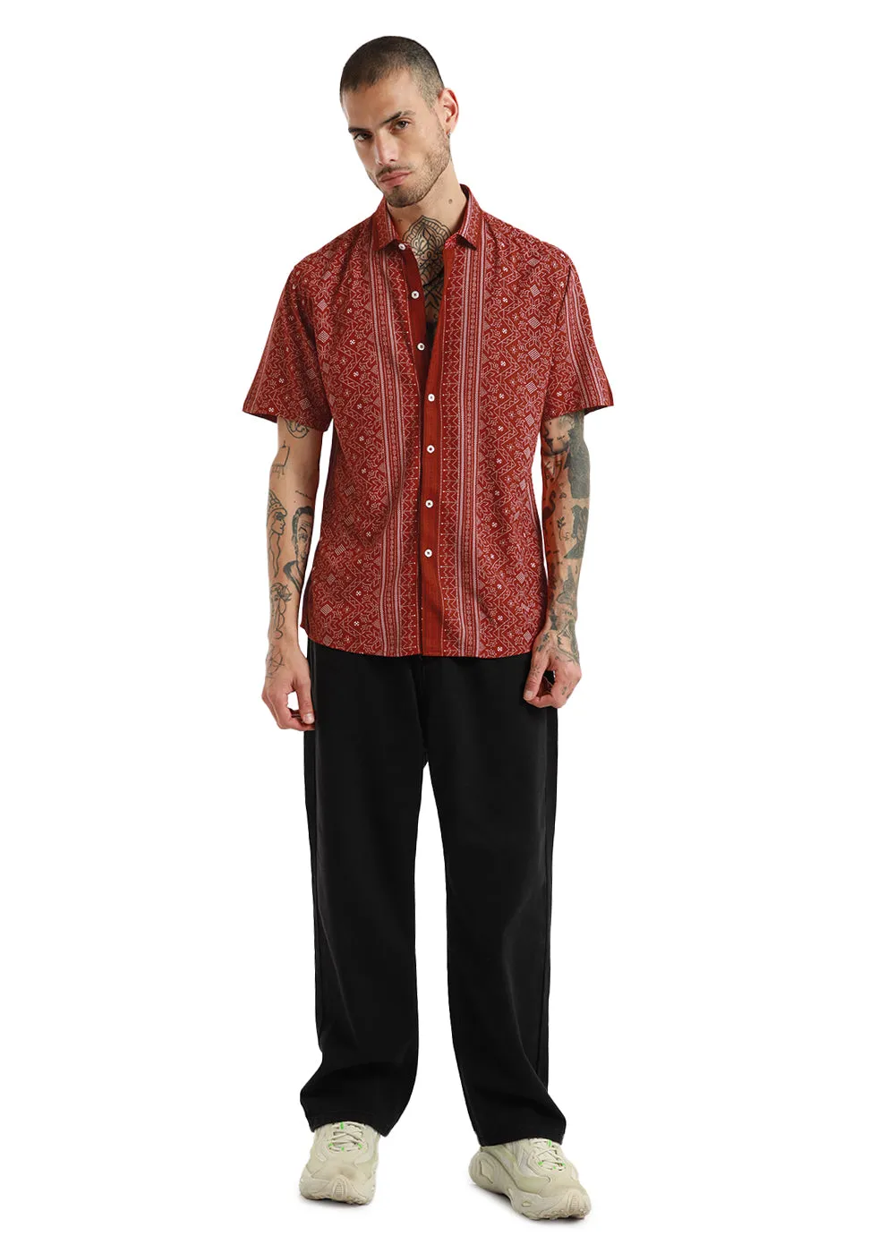 Fabula Rust Print Half Sleeve Shirt