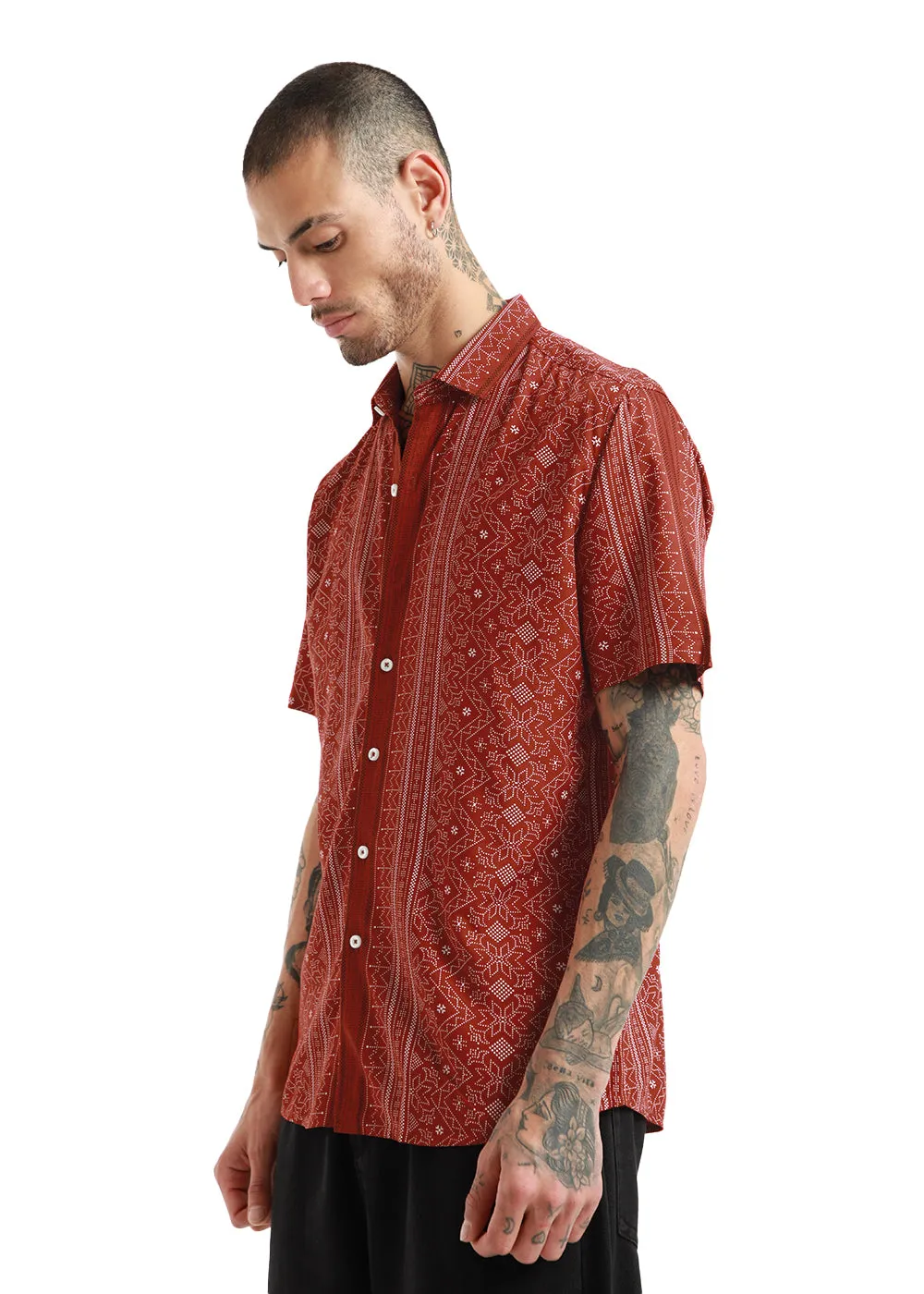 Fabula Rust Print Half Sleeve Shirt