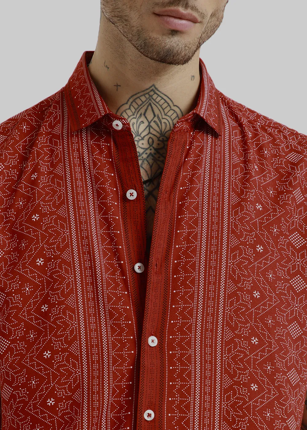 Fabula Rust Print Half Sleeve Shirt