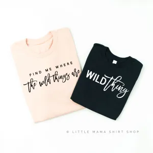 Find Me Where the Wild Things Are | Blush w/Black Adult   Black w/White Child | Set of 2 Shirts