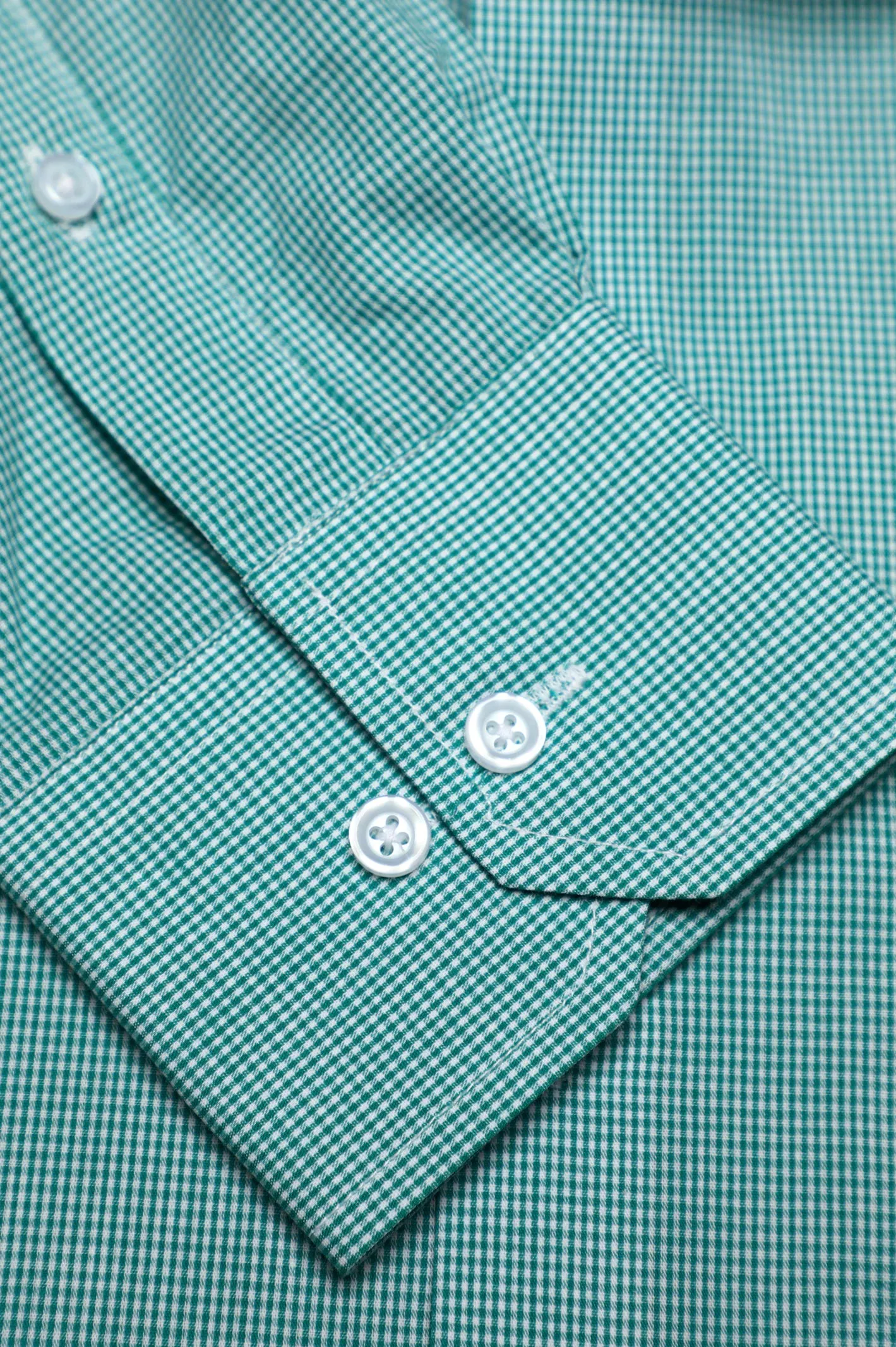 Green Houndstooth Check Formal Shirt