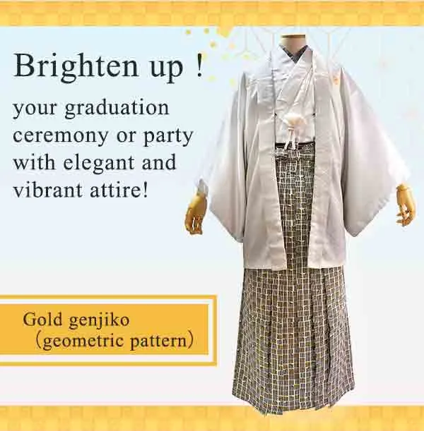 HAKAMA -KIMONO for MEN ＜Gold genjiko（geometric pattern）＞