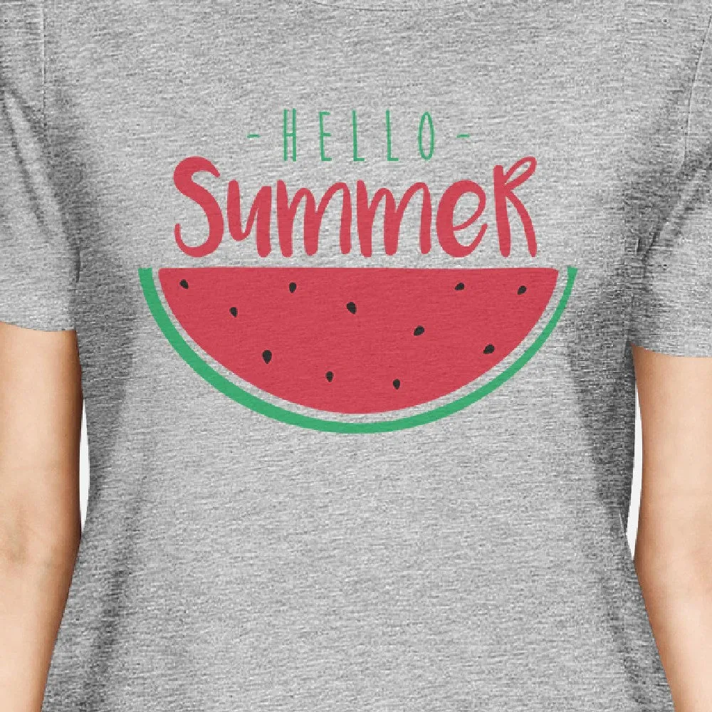 Hello Summer Watermelon Womens Grey Shirt