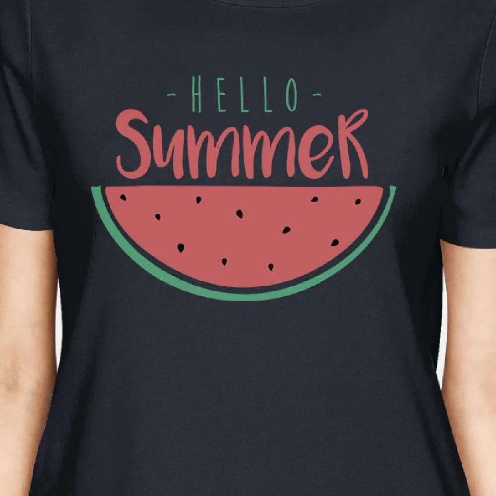 Hello Summer Watermelon Womens Navy Shirt