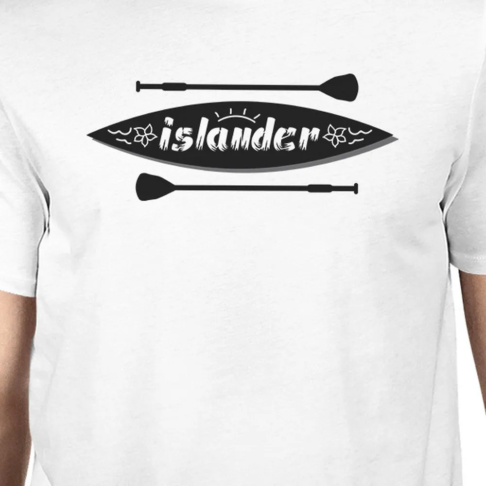 Islander Paddle Board Design Mens White Tee Crew Neck Summer Tee
