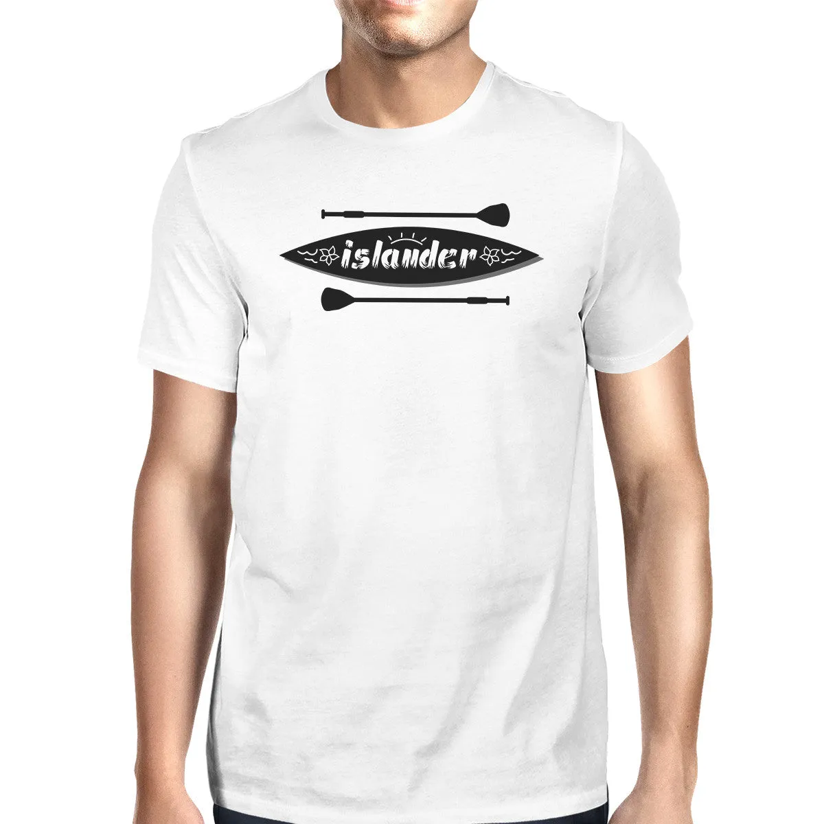 Islander Paddle Board Design Mens White Tee Crew Neck Summer Tee