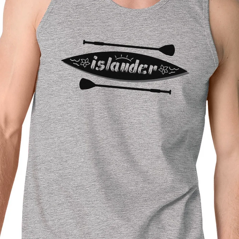 Islander Paddle Board Mens Grey Tanks Crewneck Line Summer Tanks
