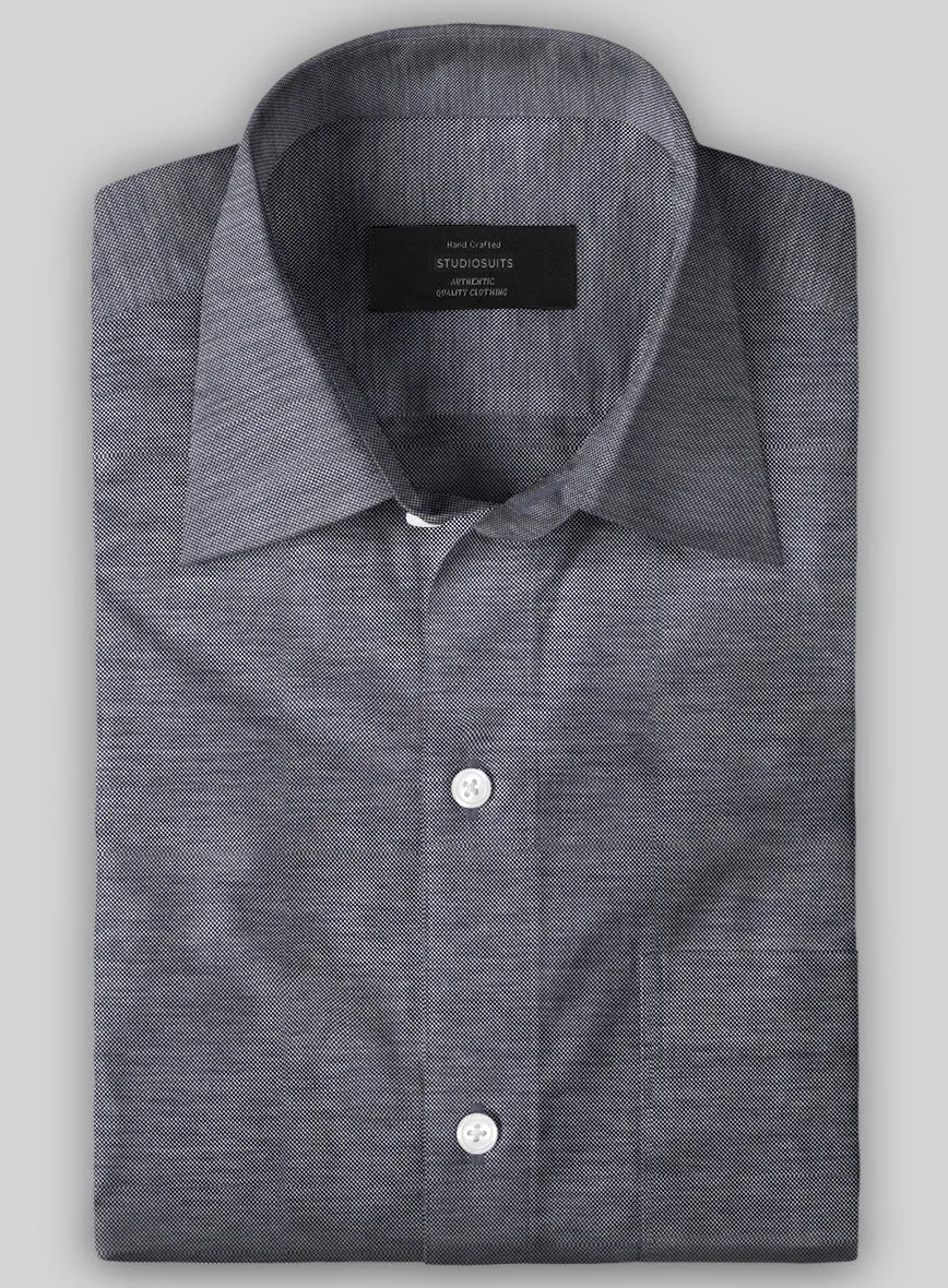 Italian Slate Blue Stretch Cotton Shirt